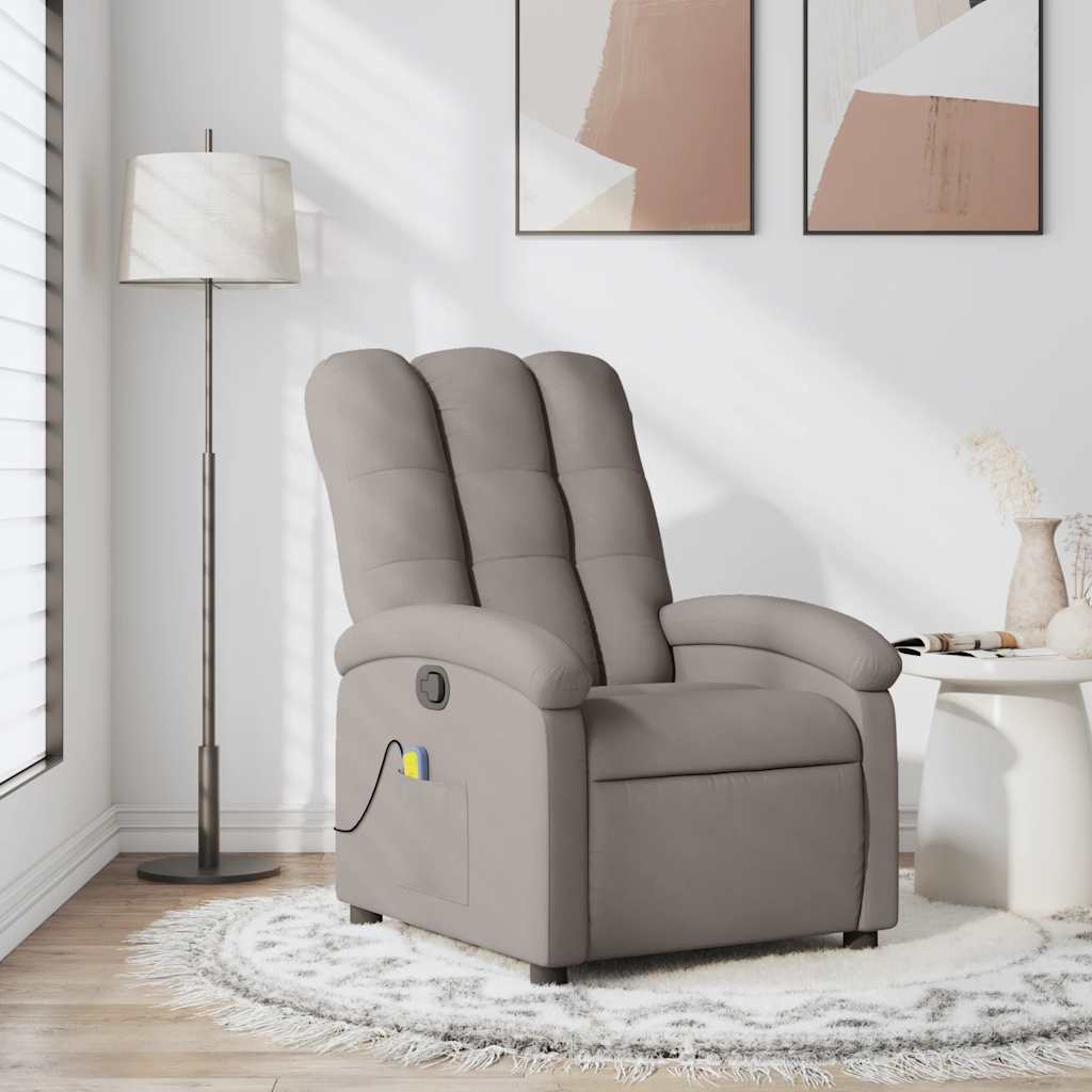 Vetonek Sillón de masaje reclinable de tela gris taupé