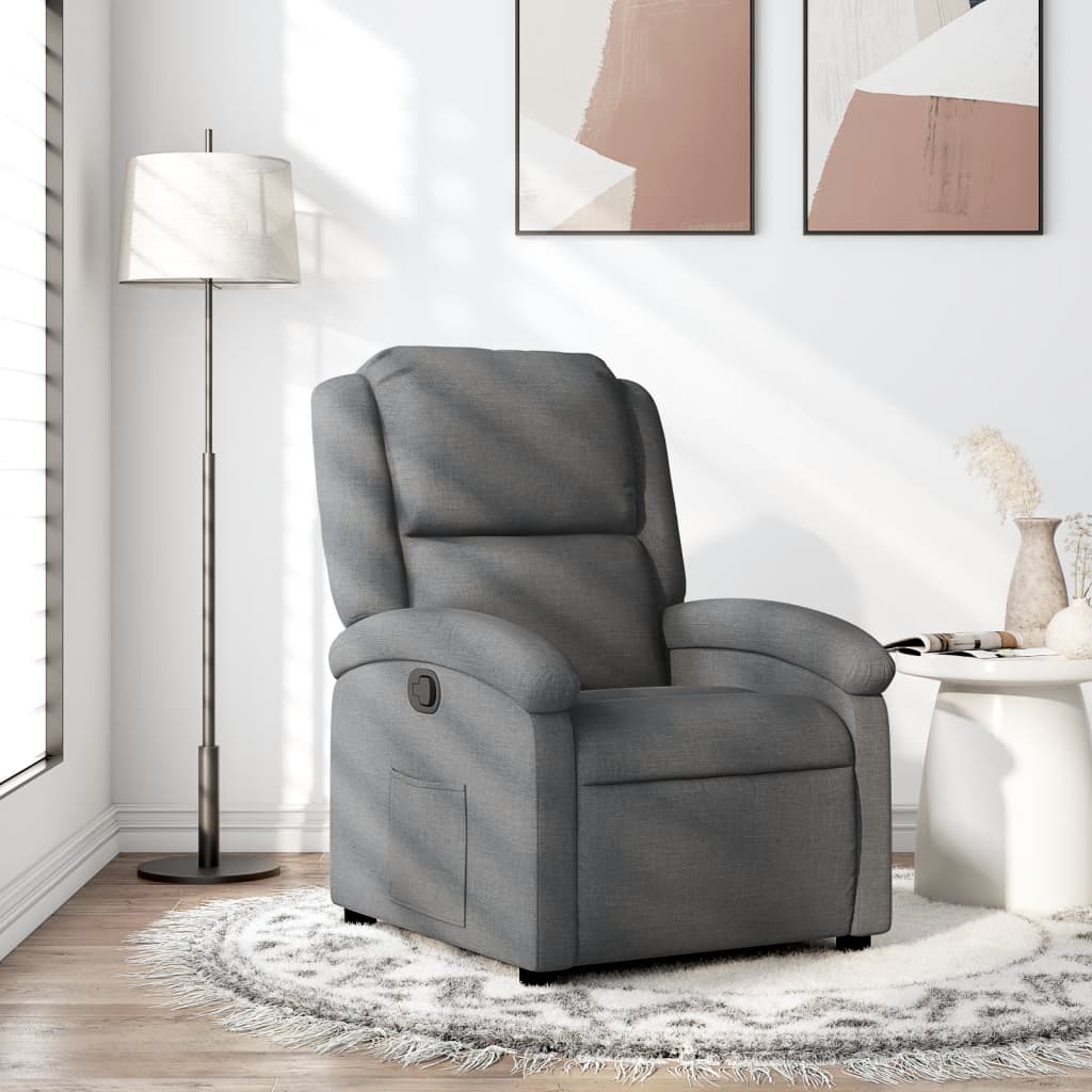 Vetonek Sillón reclinable de tela gris oscuro