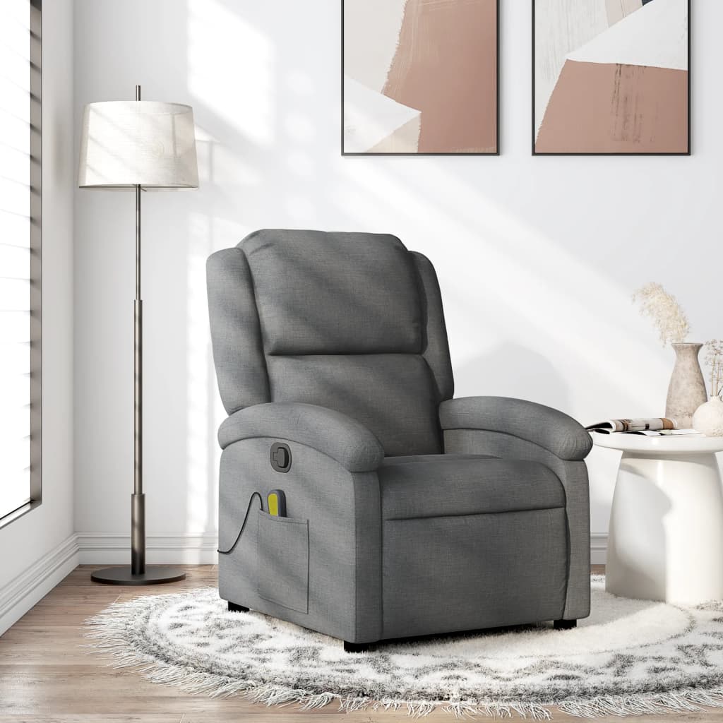 Vetonek Sillón de masaje reclinable de tela gris oscuro