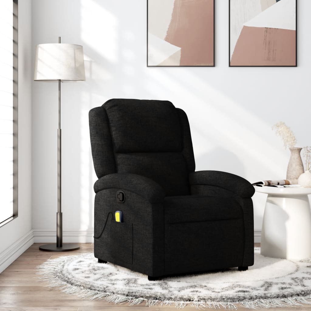 Vetonek Sillón reclinable de masaje de tela negro