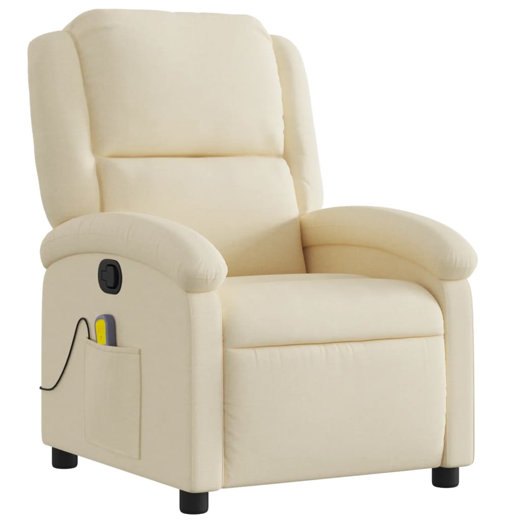 Reclinable Cream fabric massage chair