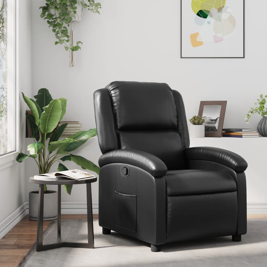 Vetonek Sillón reclinable de cuero sintético negro