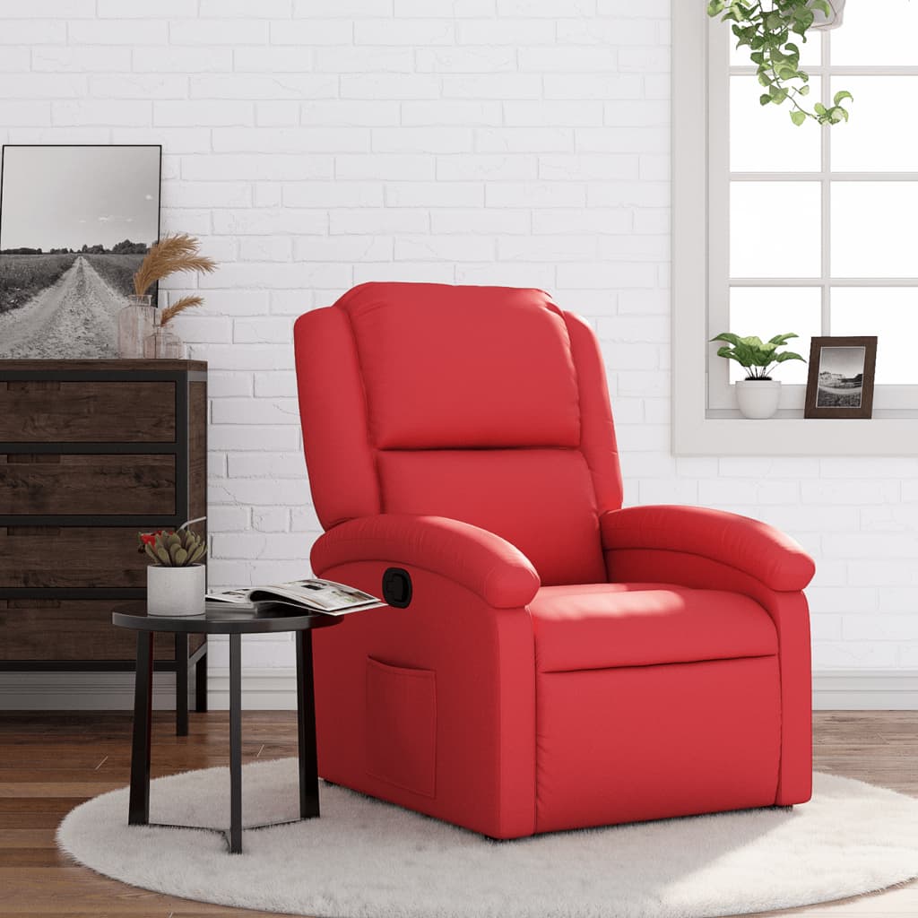 Vetonek Sillón reclinable de cuero sintético rojo