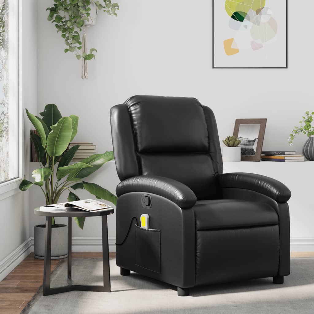 Vetonek Sillón de masaje reclinable cuero sintético negro