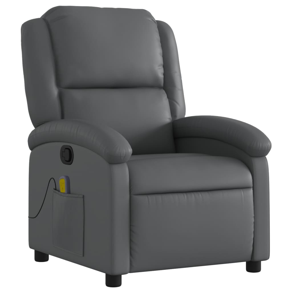 Gray synthetic leather reclining massage chair