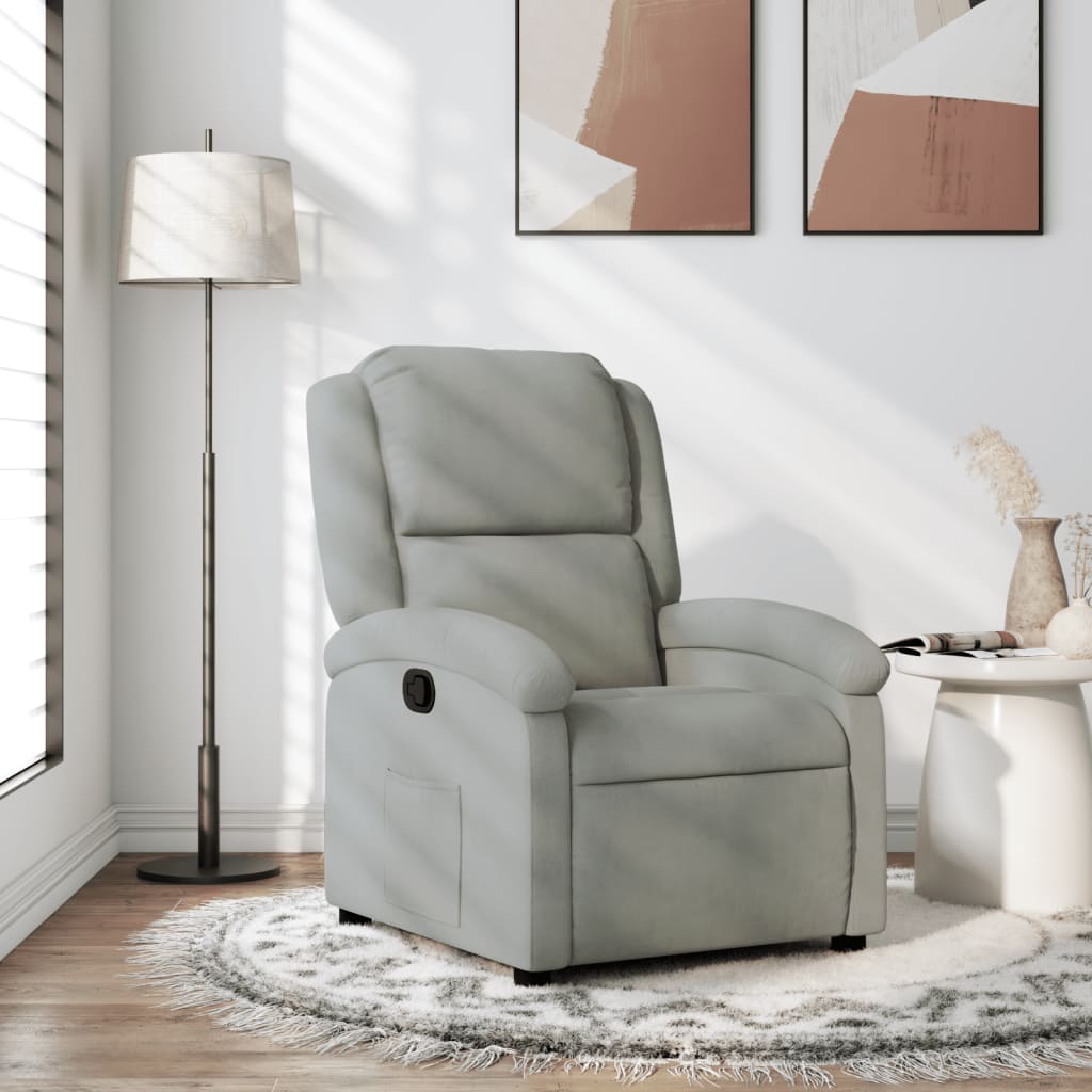 Vetonek Sillón reclinable de terciopelo gris claro