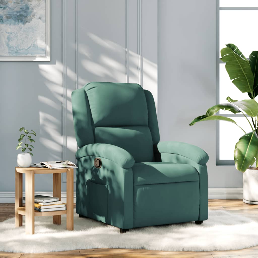 Vetonek Sillón reclinable de terciopelo verde oscuro