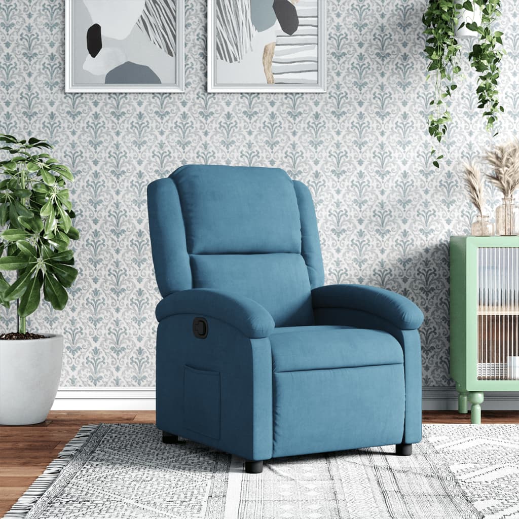 Vetonek Sillón reclinable de terciopelo azul