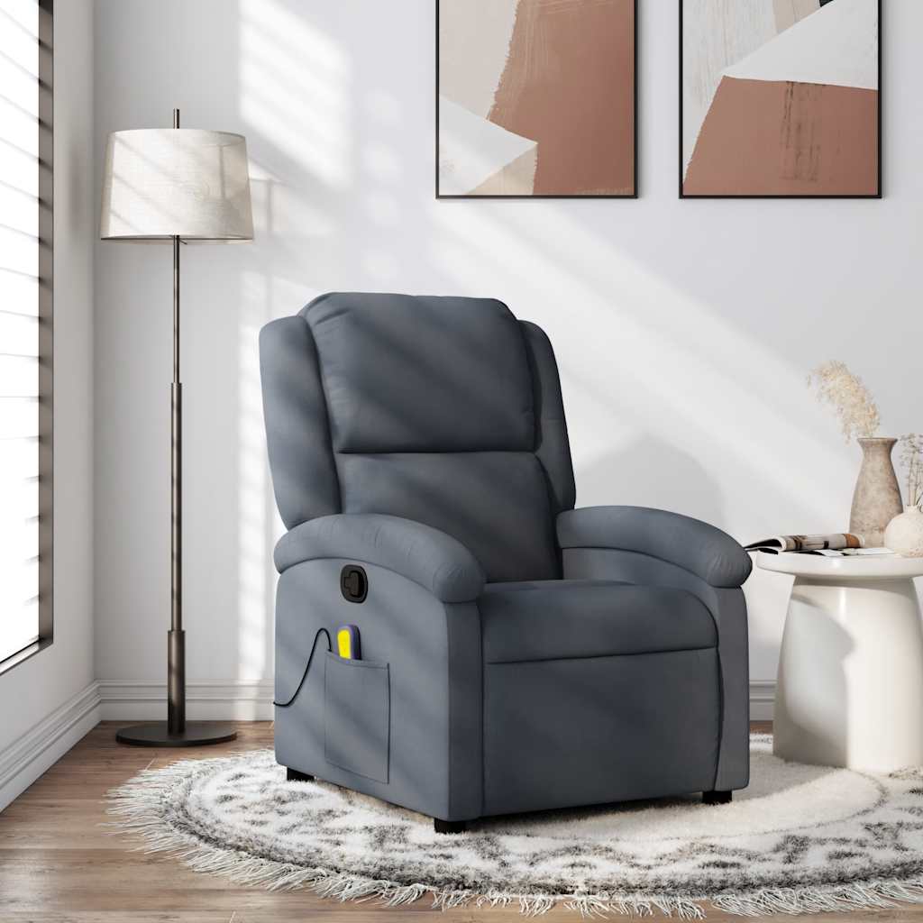 Vetonek Sillón de masaje reclinable de terciopelo gris oscuro