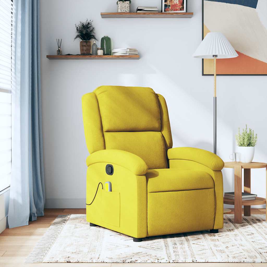 Vetonek Sillón de masaje reclinable de terciopelo amarillo