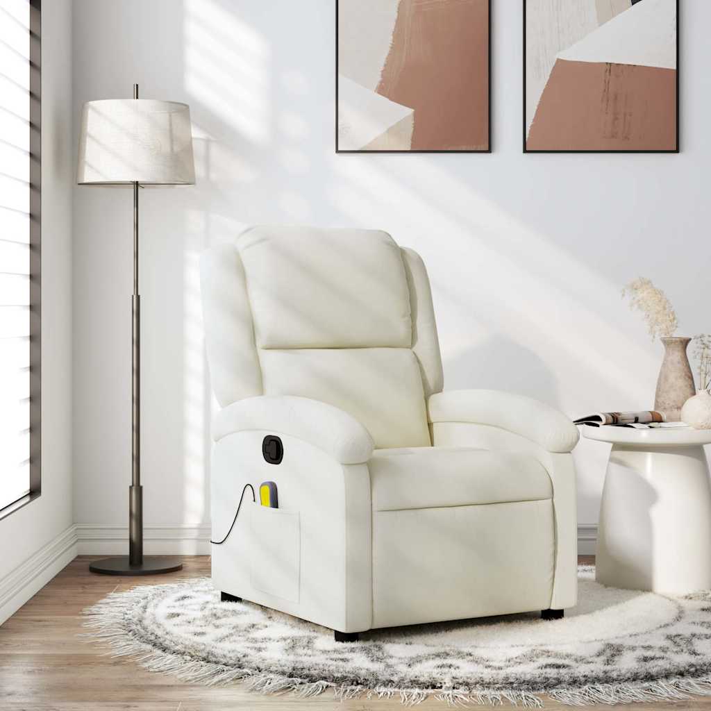 Vetonek Sillón de masaje reclinable de terciopelo crema