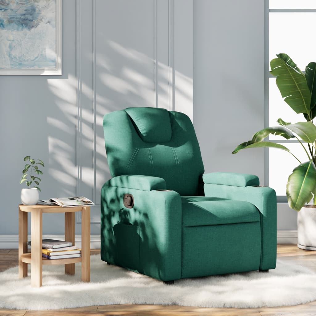 Vetonek Sillón reclinable de tela verde oscuro