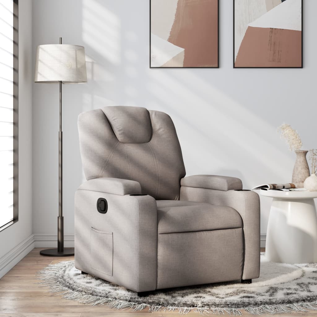 Vetonek Sillón reclinable de tela gris taupe