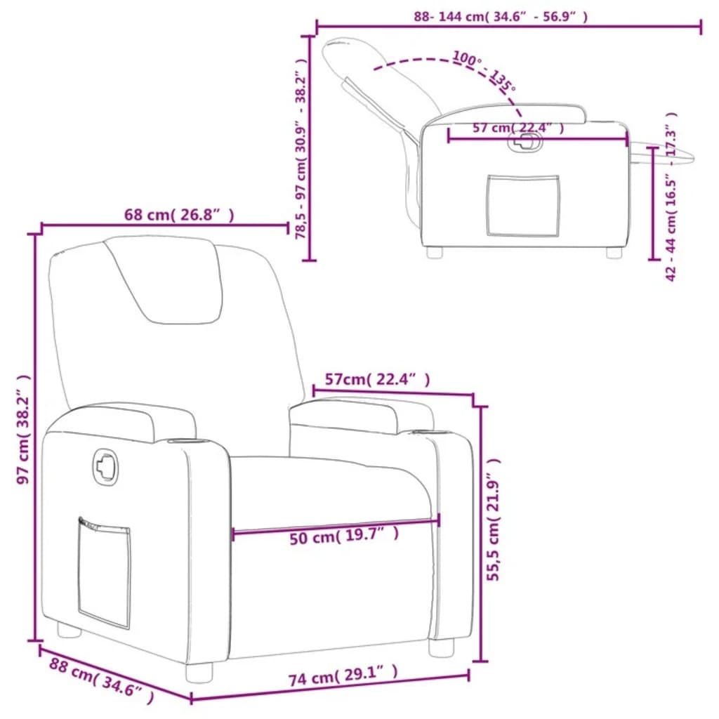 Reclinable cream of cream fabric