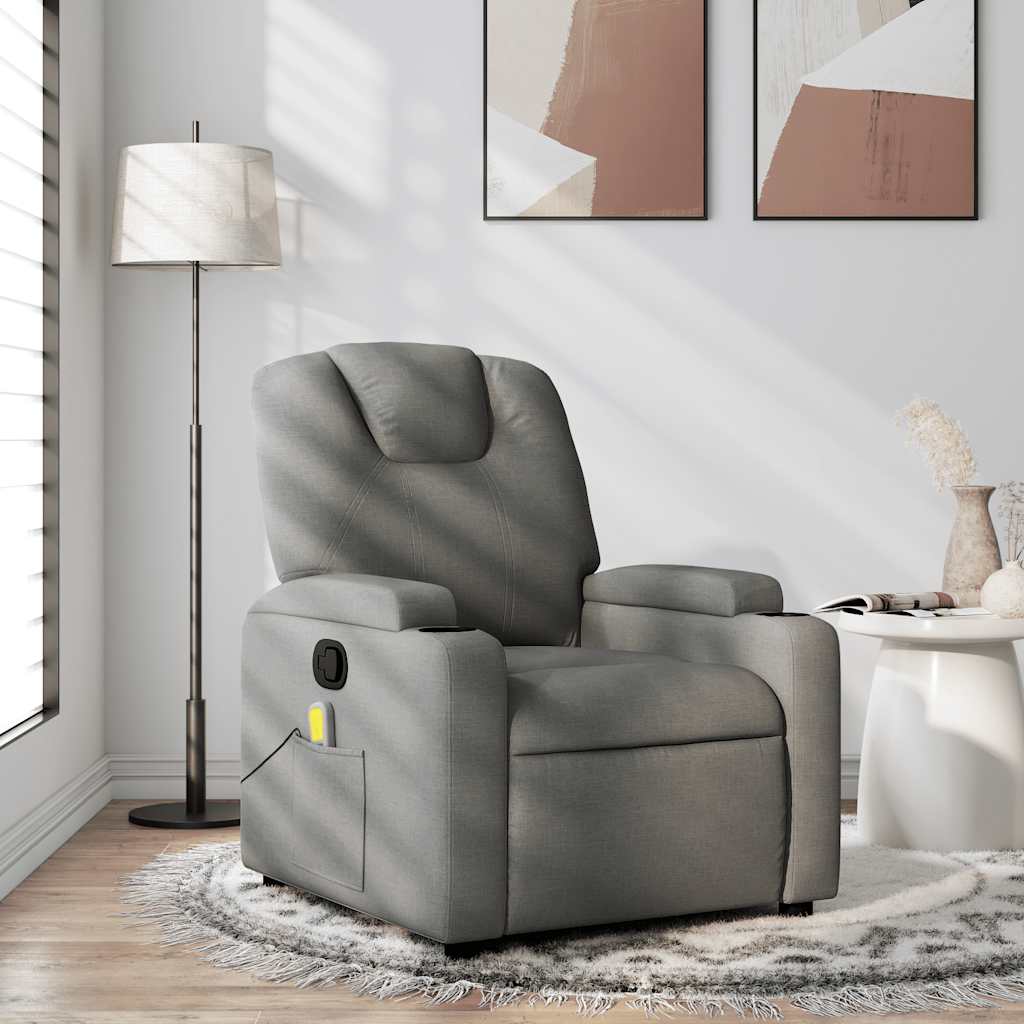 Vetonek Sillón de masaje reclinable de tela gris oscuro