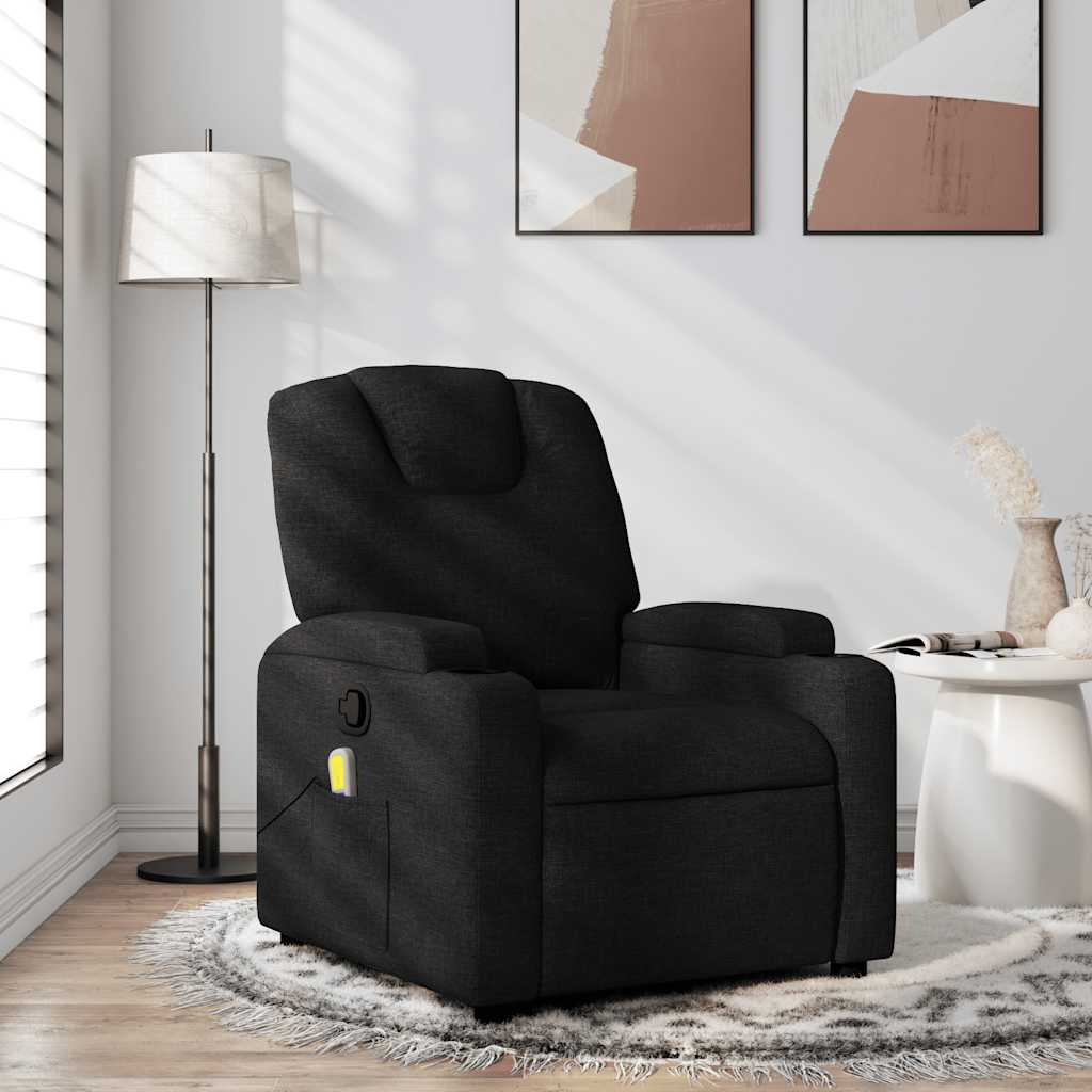 Vetonek Sillón reclinable de masaje de tela negro