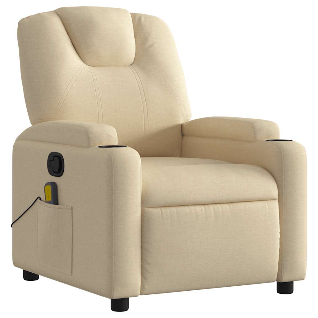 Reclinable Cream fabric massage chair