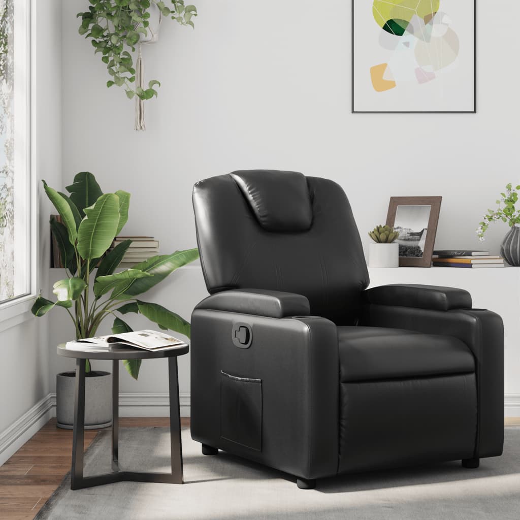 Vetonek Sillón reclinable de cuero sintético negro