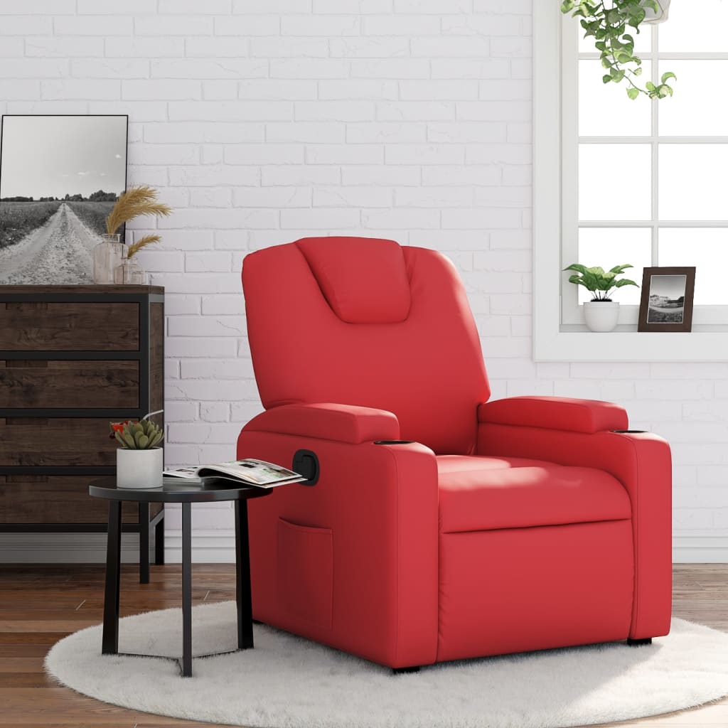 Vetonek Sillón reclinable de cuero sintético rojo