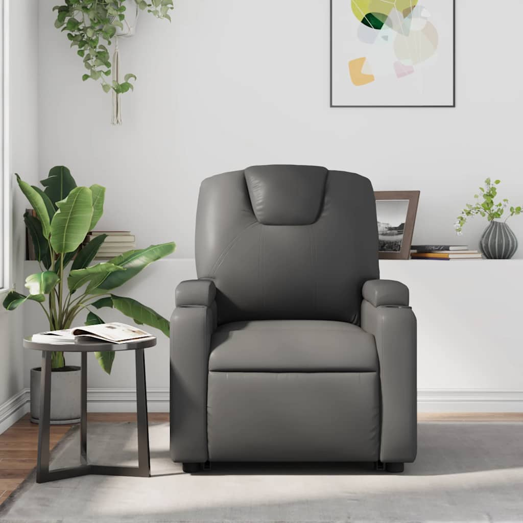 Gray synthetic leather reclining massage chair