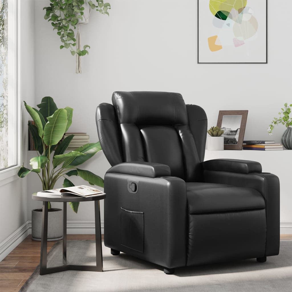 Vetonek Sillón reclinable de cuero sintético negro