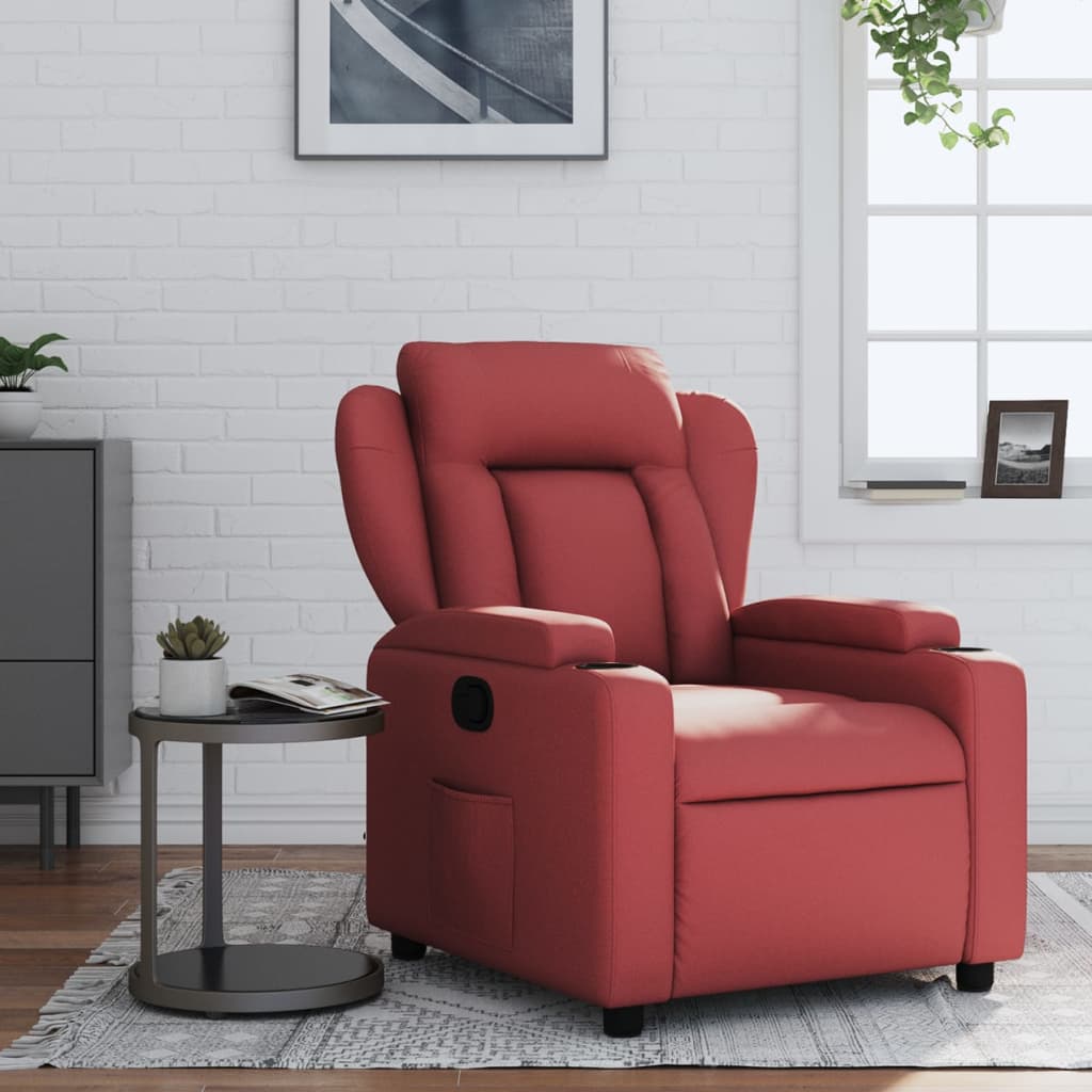 Vetonek Sillón reclinable de cuero sintético rojo tinto