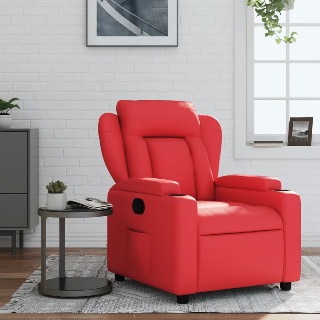 Vetonek Sillón reclinable de cuero sintético rojo