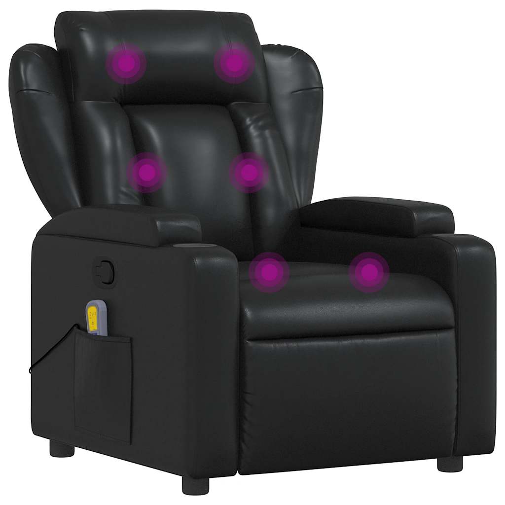 Sillón de masaje reclinable cuero sintético negro V0807 Vetonek