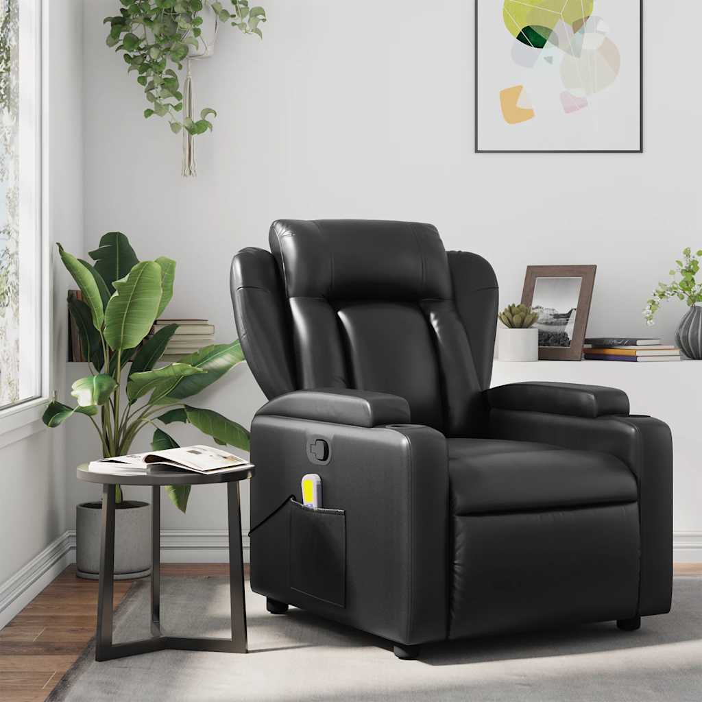 Vetonek Sillón de masaje reclinable cuero sintético negro