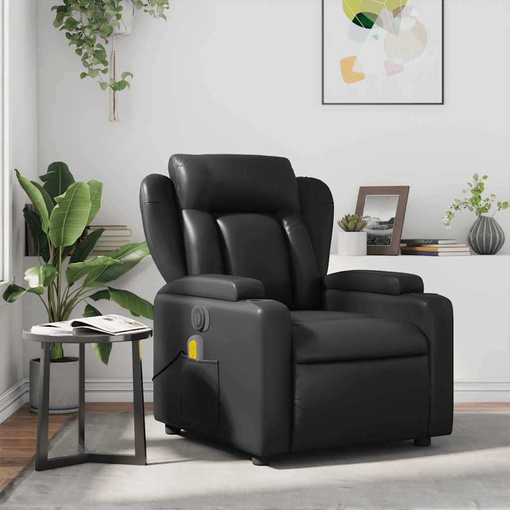 Sillón de masaje reclinable cuero sintético negro V0807 Vetonek