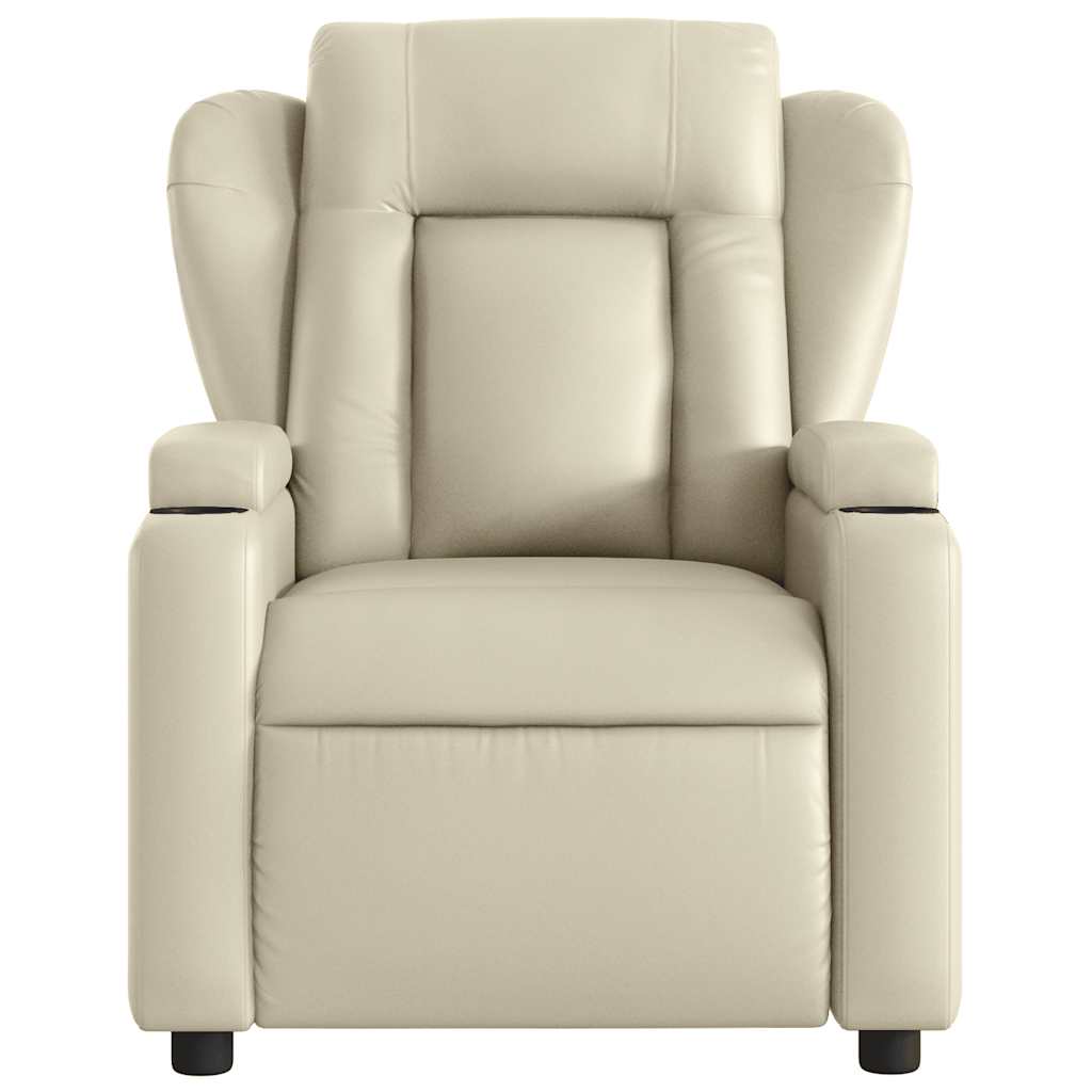 Sillón reclinable de masaje cuero sintético crema V0814 Vetonek