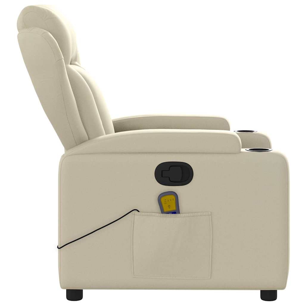 Sillón reclinable de masaje cuero sintético crema V0814 Vetonek