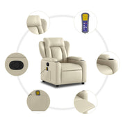 Sillón reclinable de masaje cuero sintético crema V0814 Vetonek
