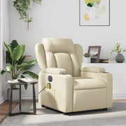 Sillón reclinable de masaje cuero sintético crema V0814 Vetonek