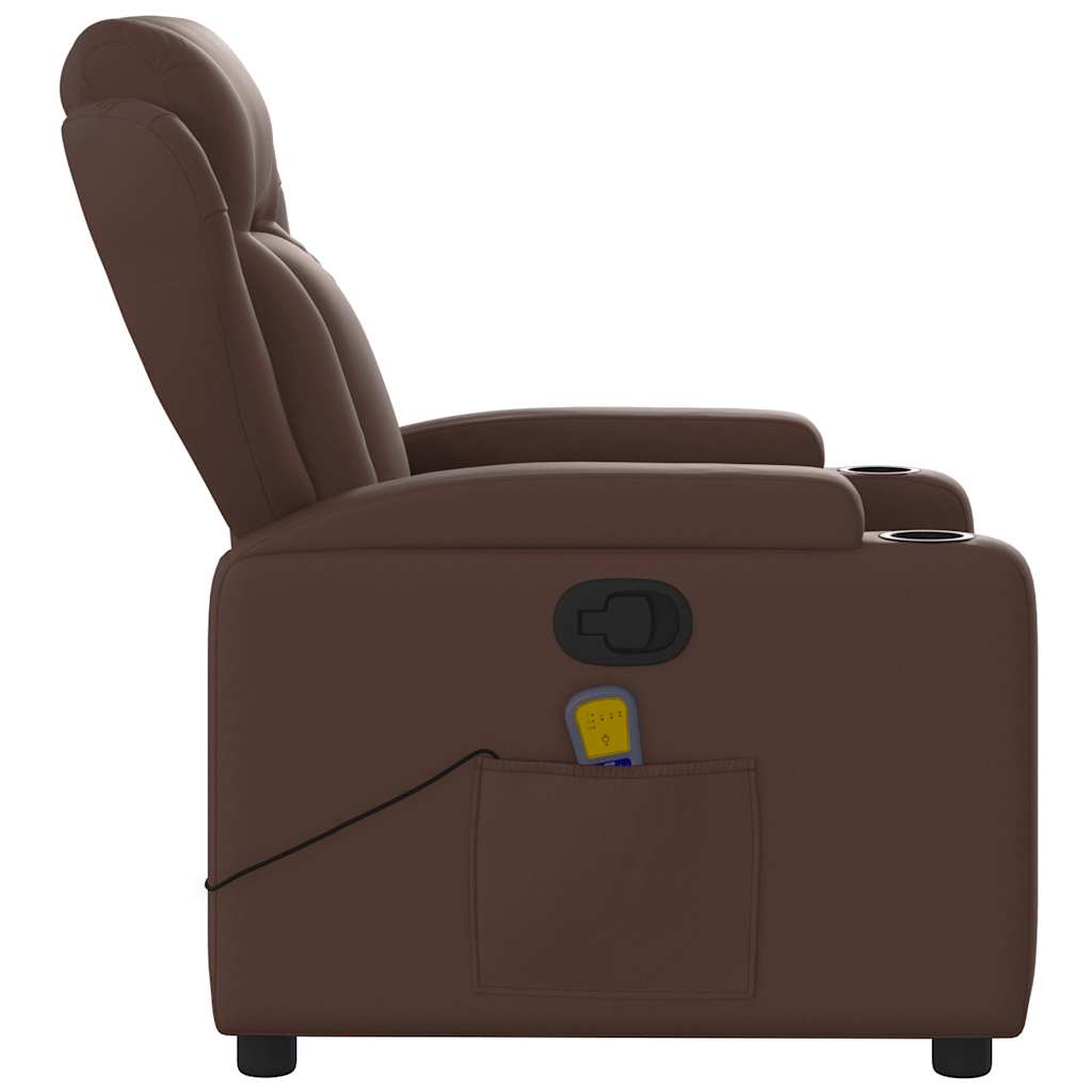 Sillón de masaje reclinable cuero sintético marrón V0821 Vetonek