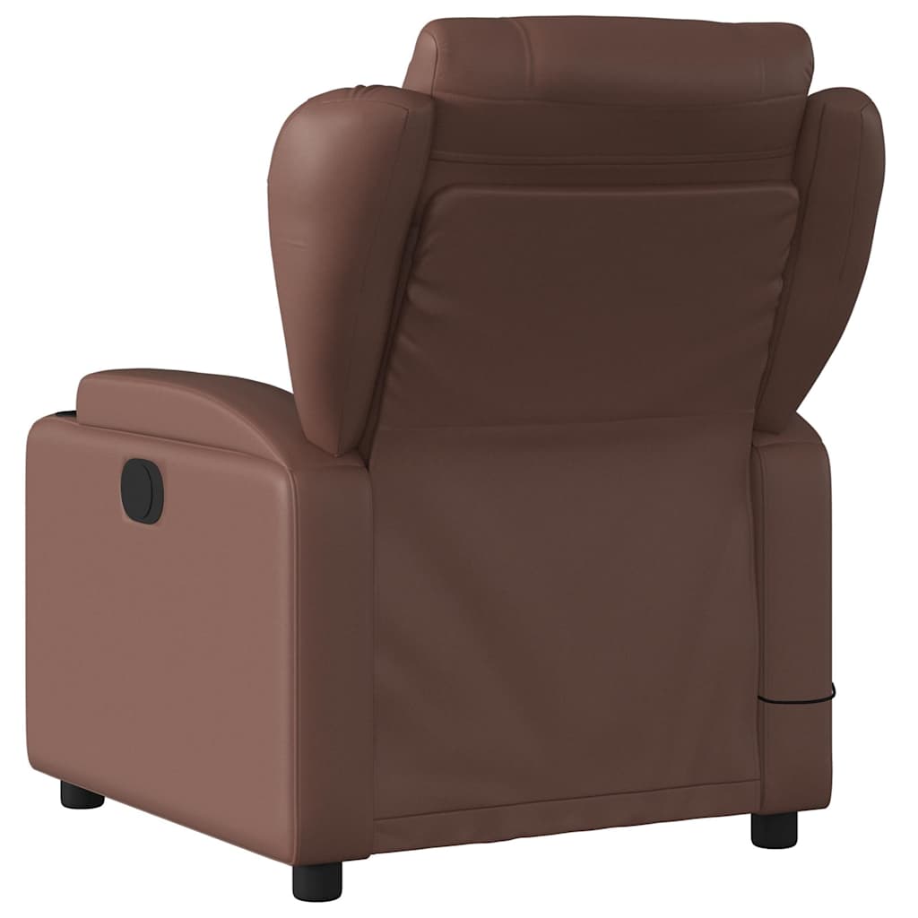 Sillón de masaje reclinable cuero sintético marrón V0821 Vetonek