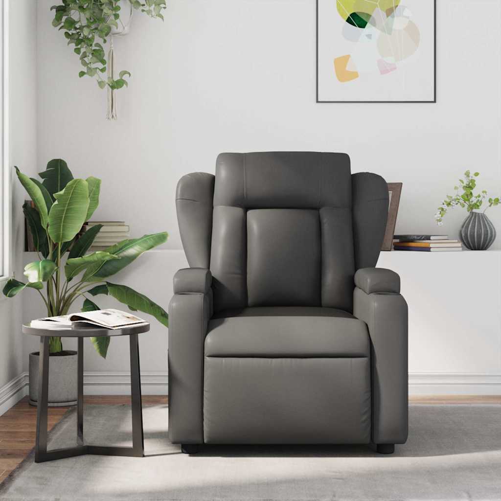 Gray synthetic leather reclining massage chair