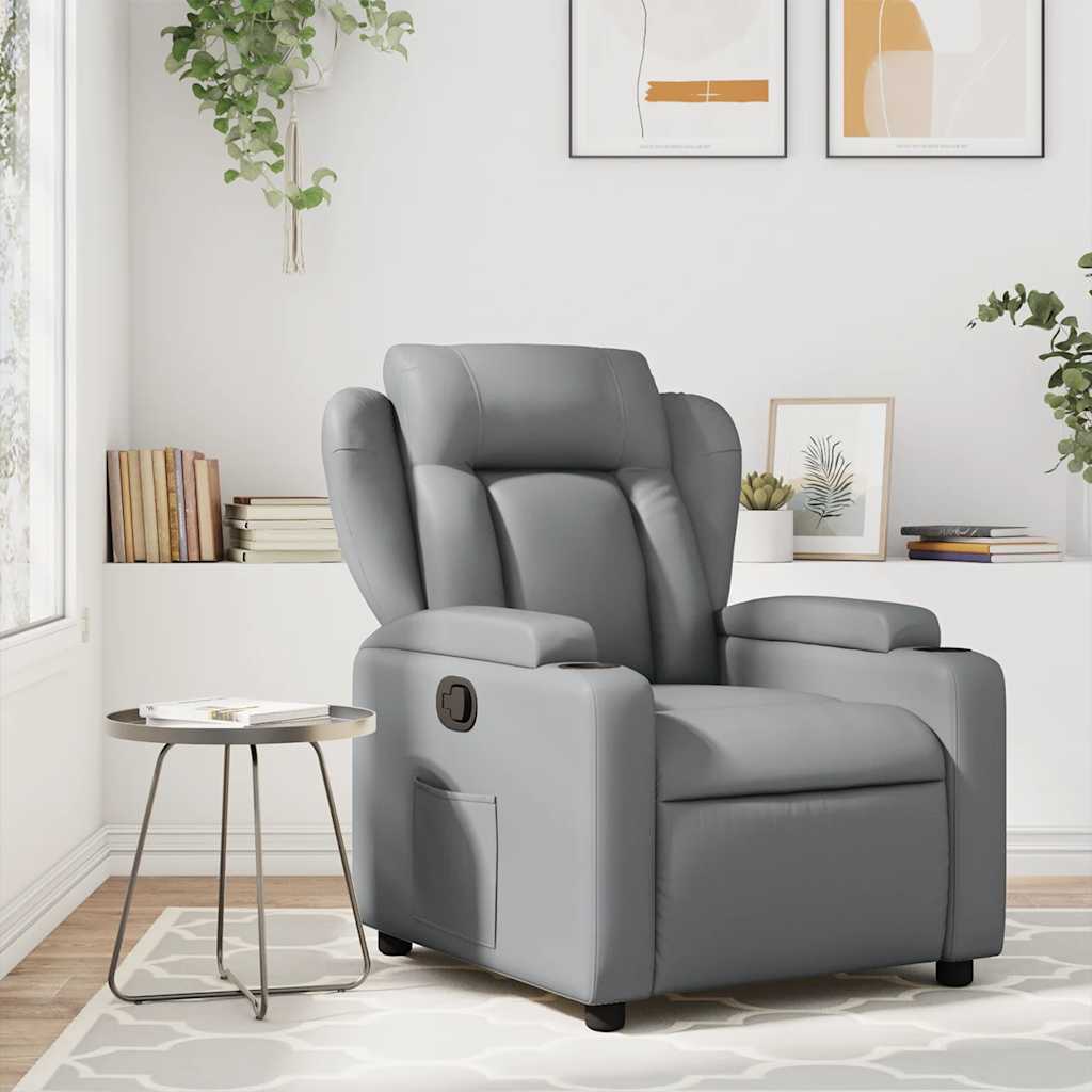 Vetonek Sillón de masaje reclinable cuero sintético gris