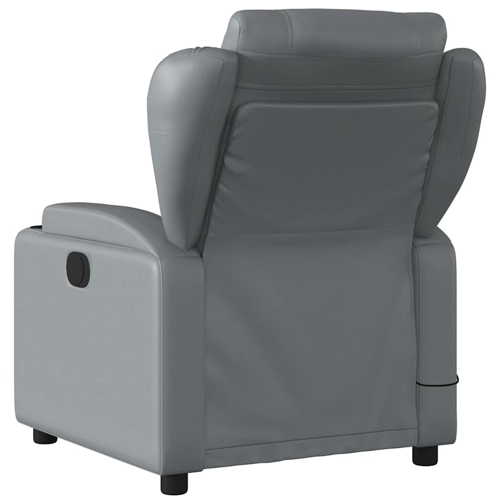 Sillón de masaje reclinable cuero sintético gris V0838 Vetonek