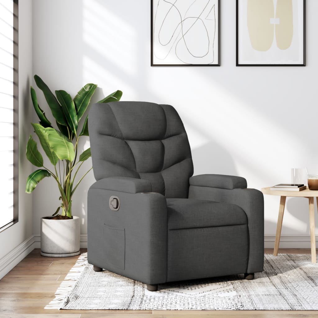 Vetonek Sillón reclinable de tela gris oscuro