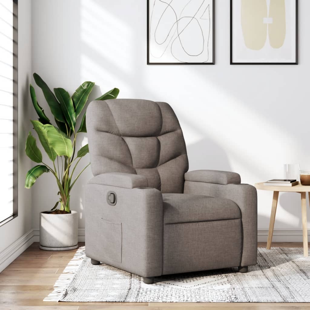 Vetonek Sillón reclinable de tela gris taupe