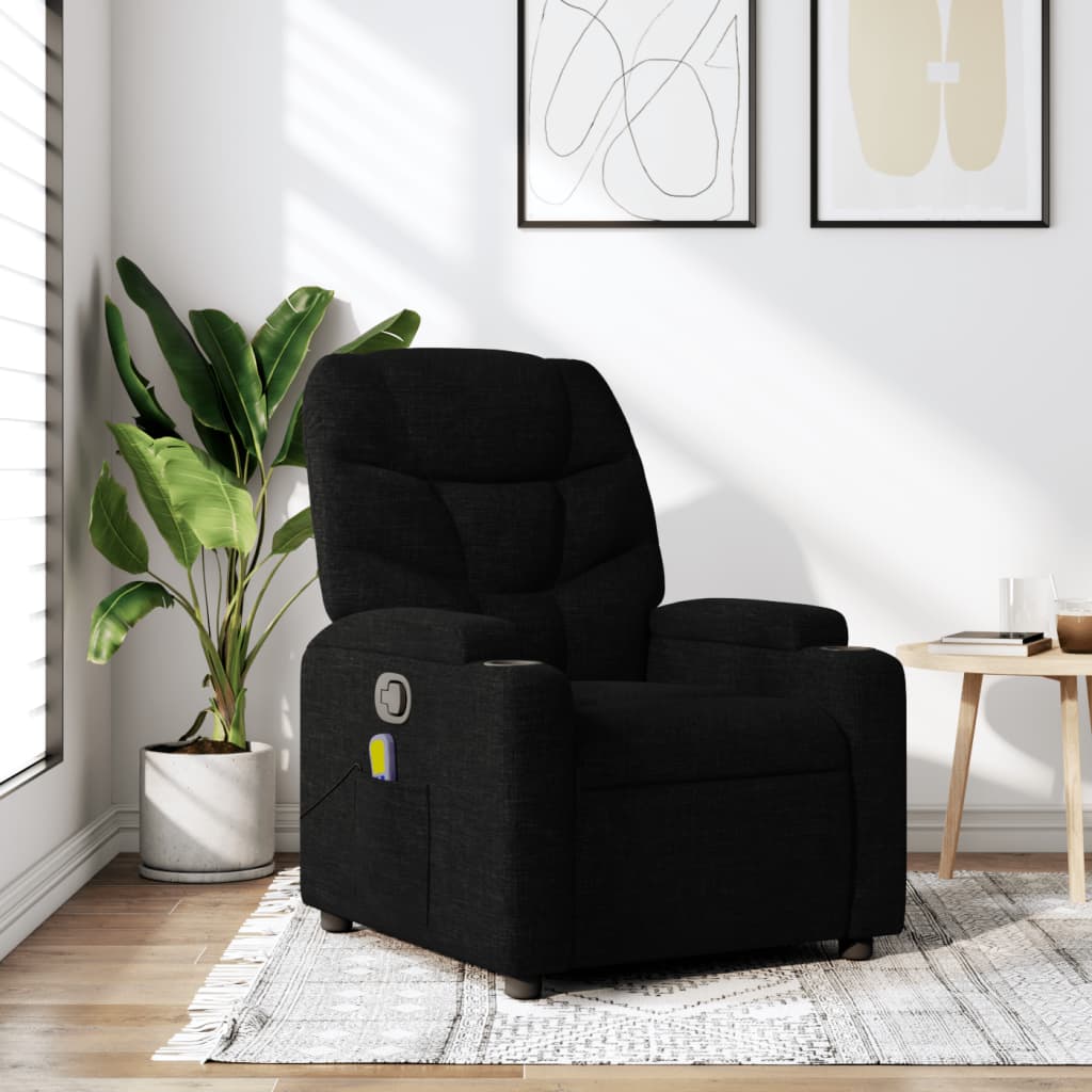 Vetonek Sillón reclinable de masaje de tela negro