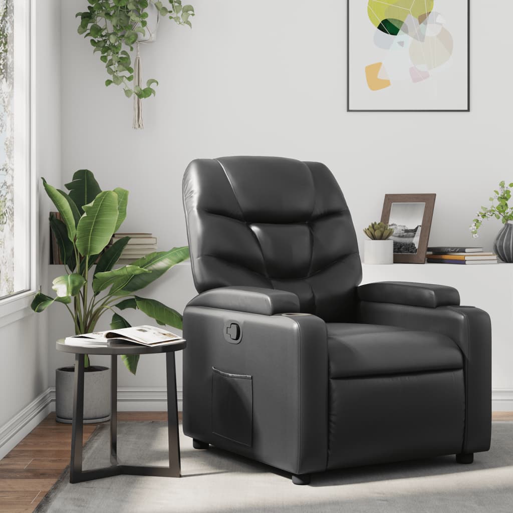 Vetonek Sillón reclinable de cuero sintético negro