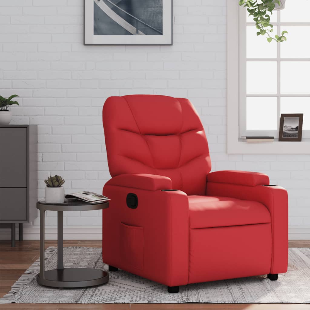 Vetonek Sillón reclinable de cuero sintético rojo