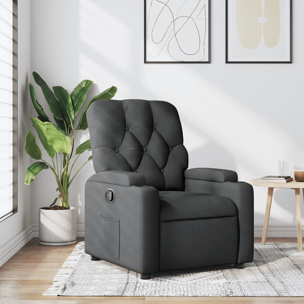 Vetonek Sillón reclinable de tela gris oscuro