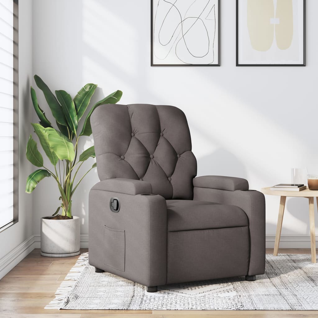 Vetonek Sillón reclinable de tela gris taupe