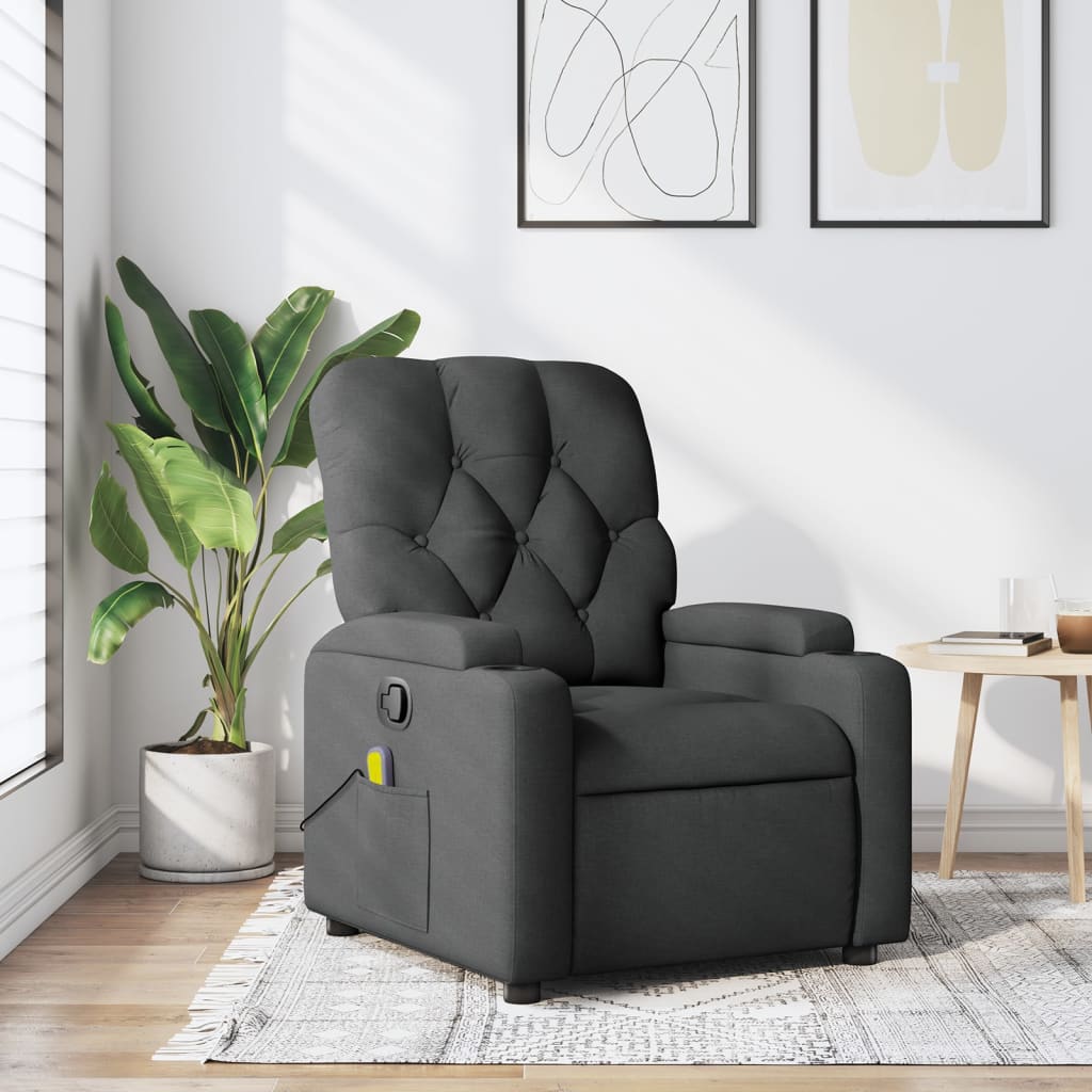 Vetonek Sillón de masaje reclinable de tela gris oscuro