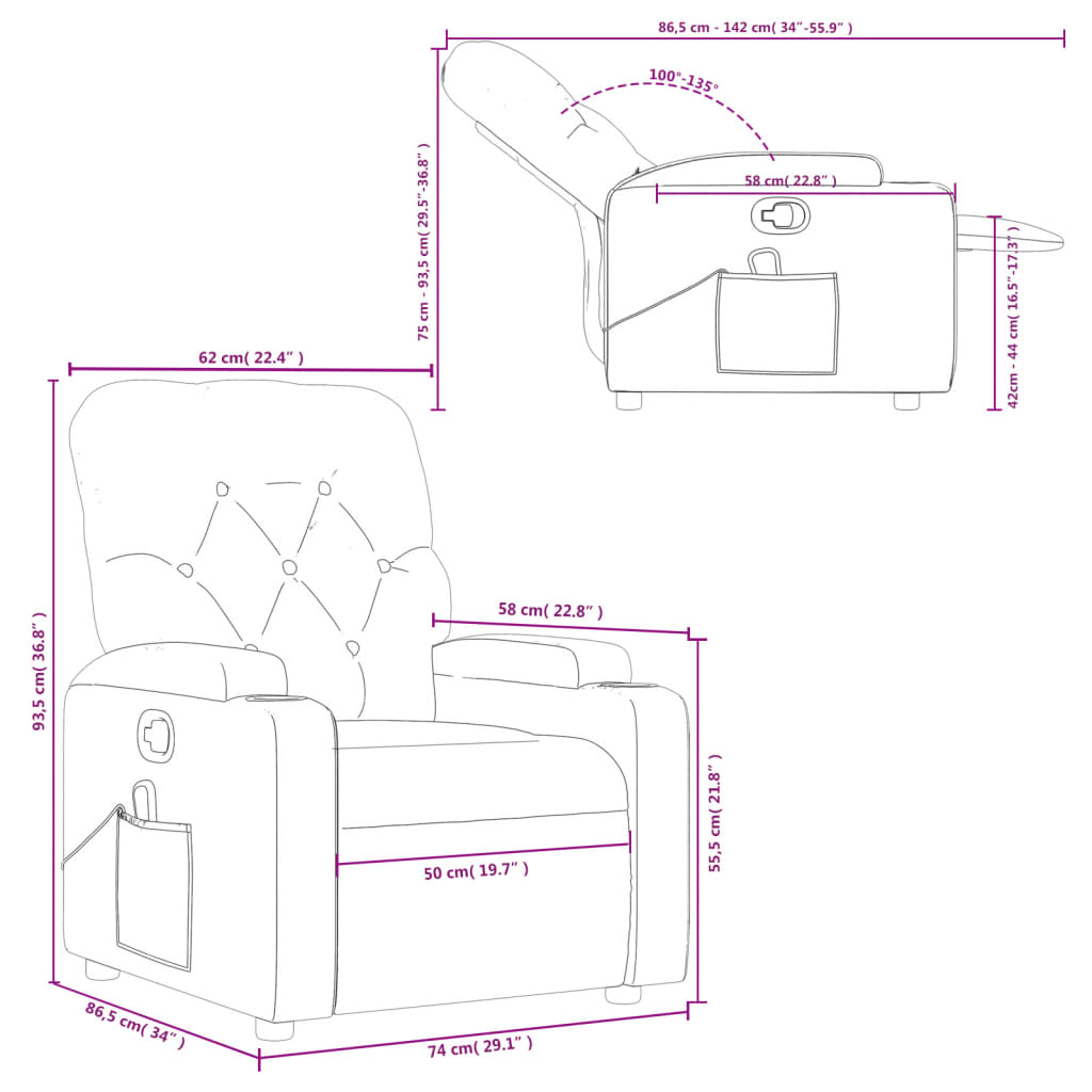 Reclinable Black Fabric Massage Chair