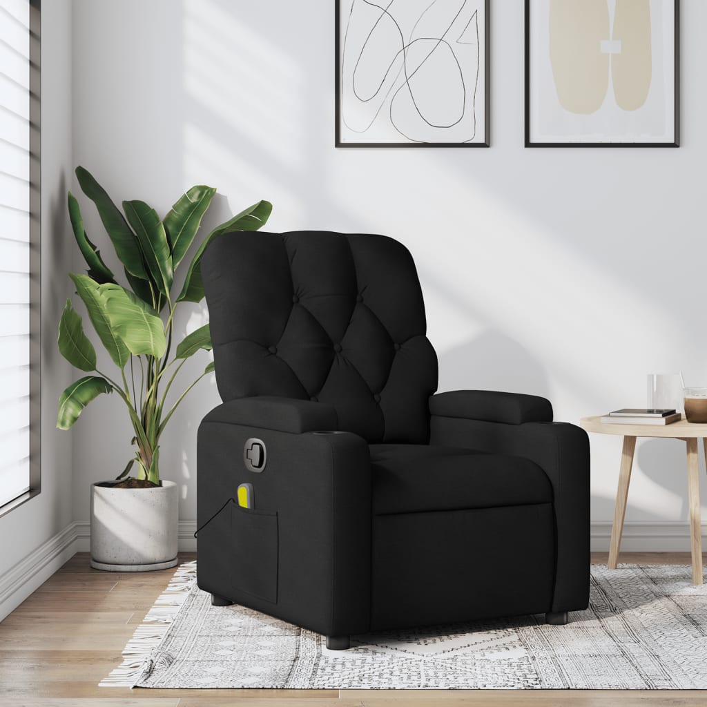 Vetonek Sillón reclinable de masaje de tela negro