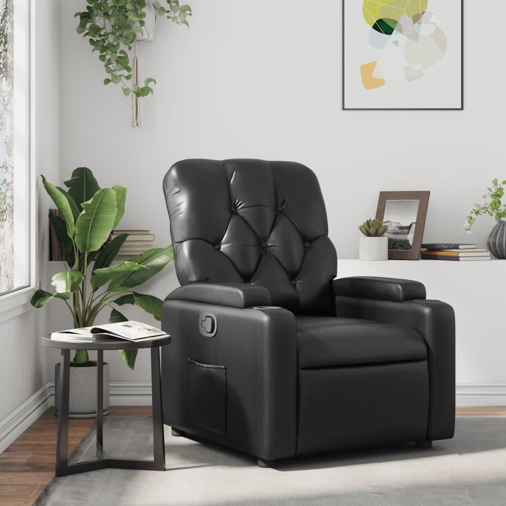 Vetonek Sillón reclinable de cuero sintético negro